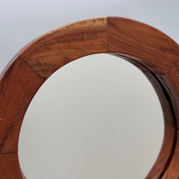 Minimalist Round Mirror, Wooden Vanity Mirror, Rustic Circle Mirror Bedroom Entr - Picture 2 of 10